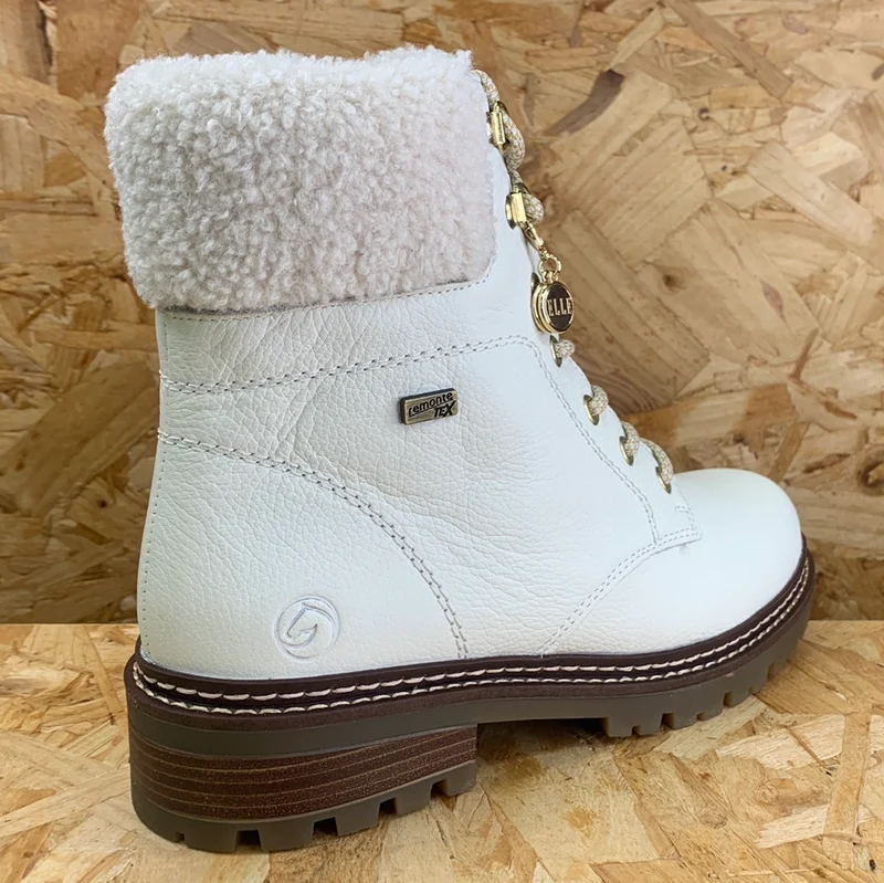 Remonte Damen-Stiefelette aus mit Lammwolle gefüttertem Leder – Weiß