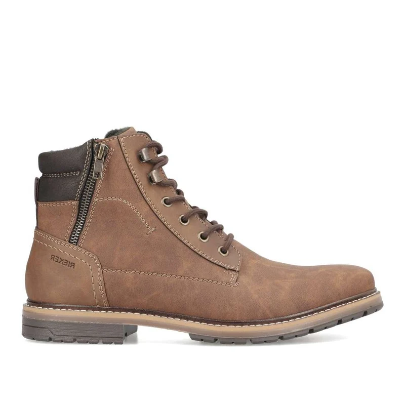 Rieker Herren-Oxford-Stiefel mit Fleece-Futter – Braun