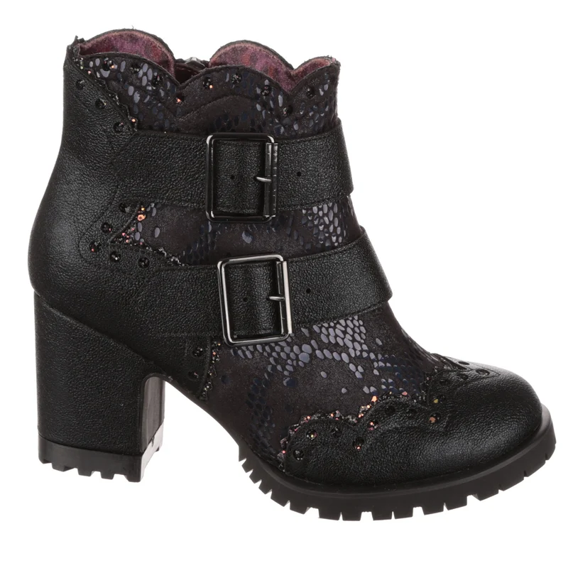 Irregular Choice Womens Buckle Babe Stiefeletten - Schwarz