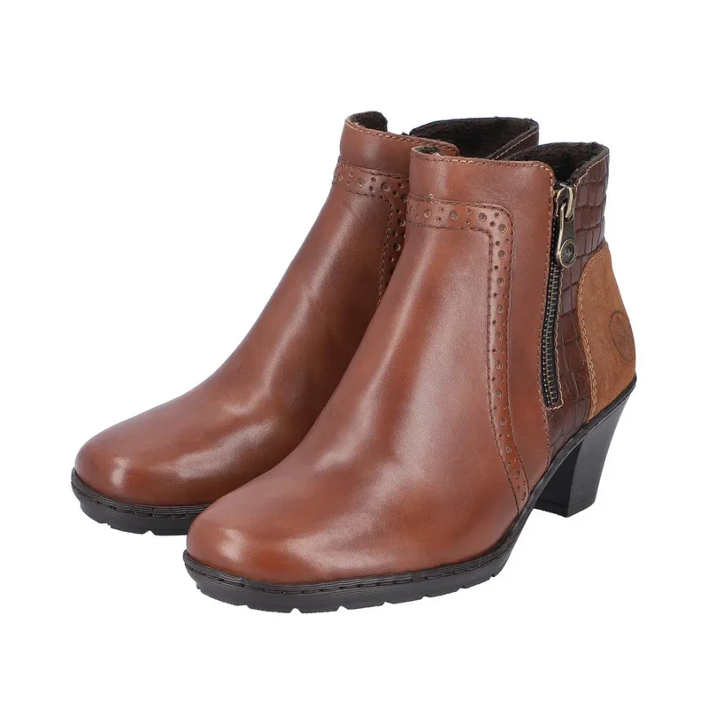 Rieker Damen-Stiefelette aus mit Fleece gefüttertem Leder – Braun