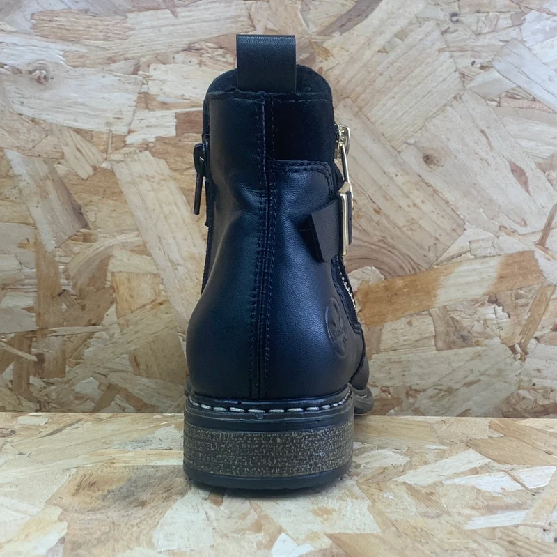 Rieker Damen-Stiefelette aus mit Fleece gefüttertem Leder – Schwarz
