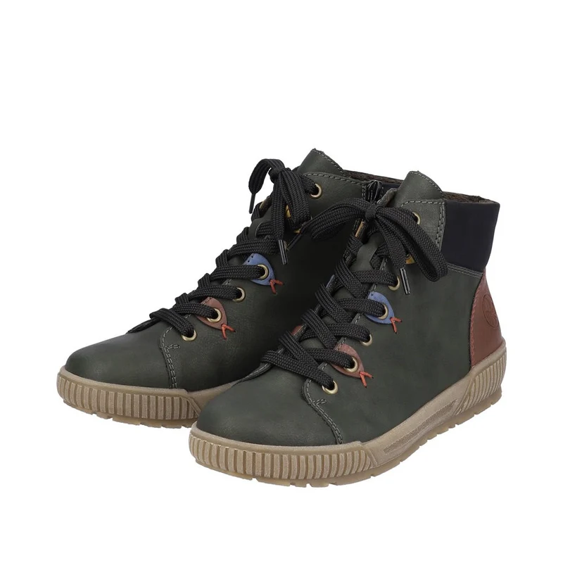 Rieker Damen-Stiefelette mit Fleece-Futter – Grün