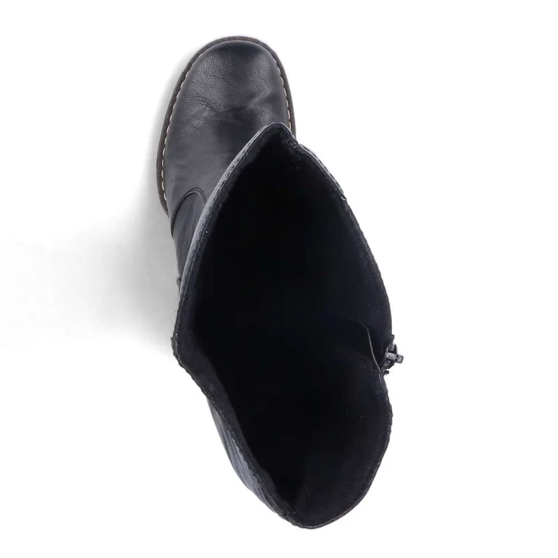 Rieker Modischer hoher Damenstiefel mit Blockabsatz – Schwarz