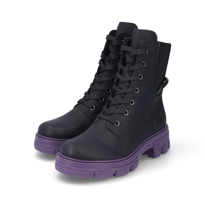 Rieker Modischer Militärstiefel für Damen – Schwarz