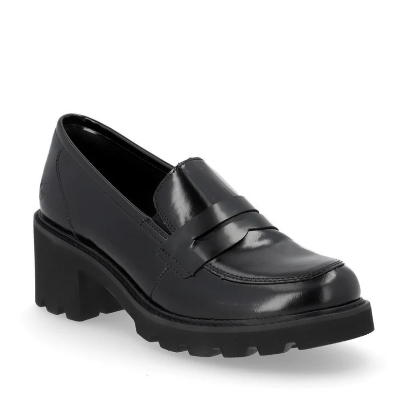 Remonte Damen-Lederschuh mit Blockabsatz – Schwarz