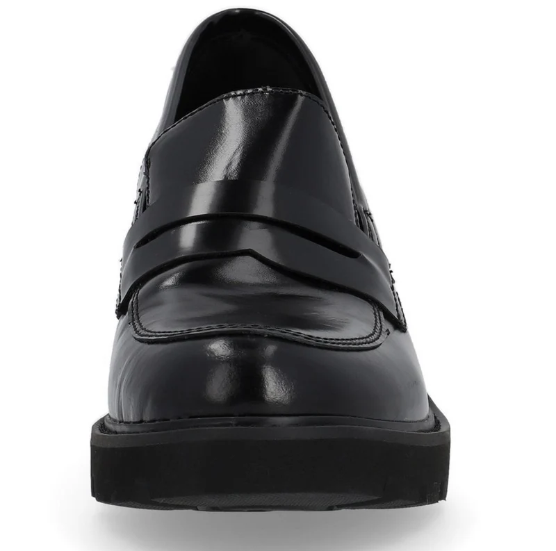 Remonte Damen-Lederschuh mit Blockabsatz – Schwarz