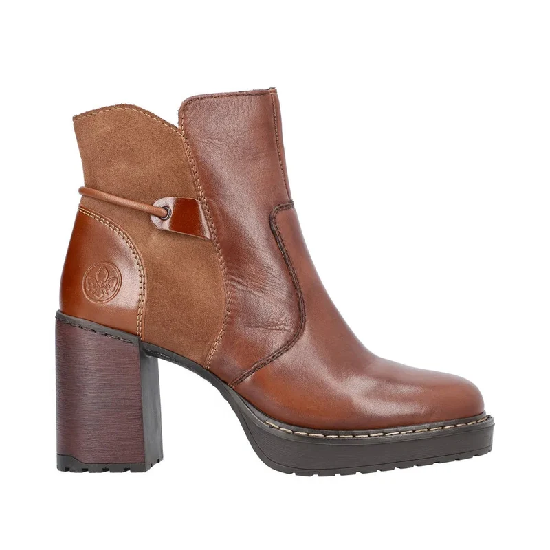 Rieker Modische Damen-Stiefelette aus Leder – Braun