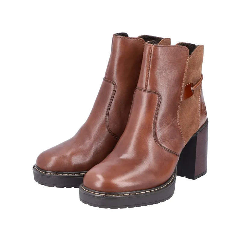 Rieker Modische Damen-Stiefelette aus Leder – Braun