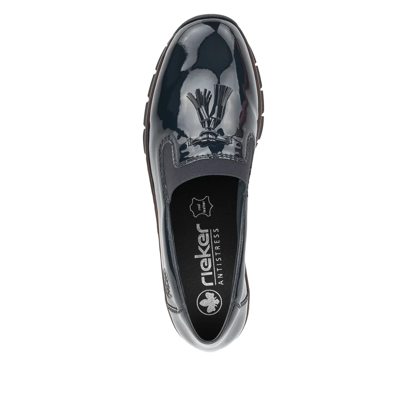 Rieker Damen-Keilslipper aus Lackleder | Schwarz