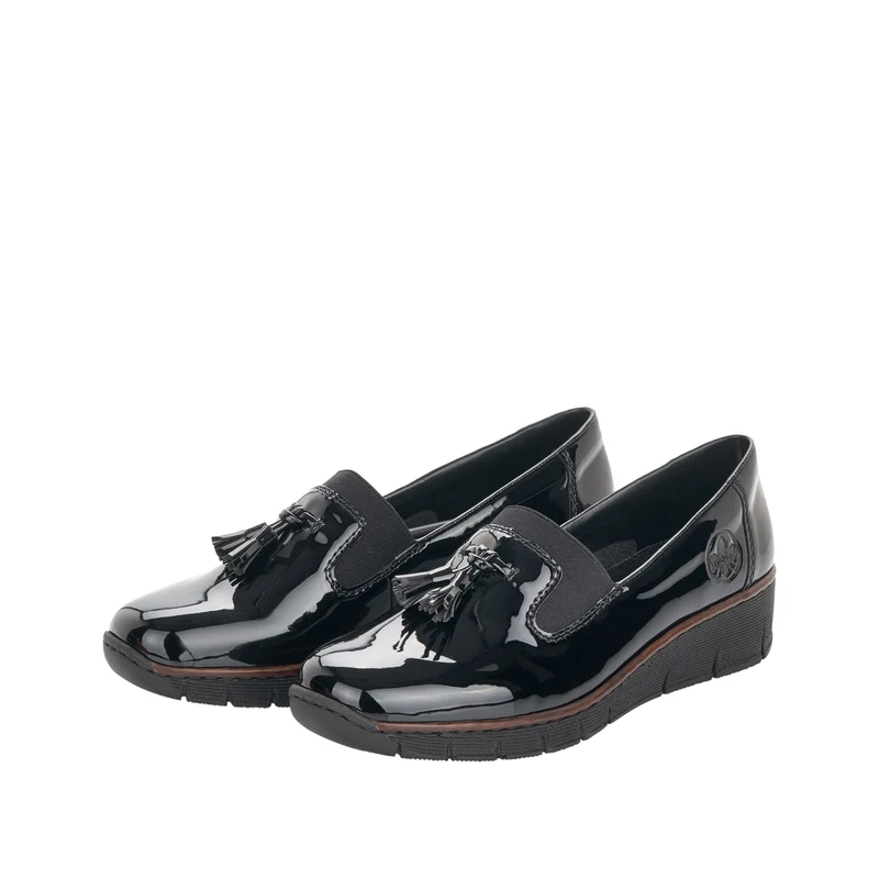 Rieker Damen-Keilslipper aus Lackleder | Schwarz