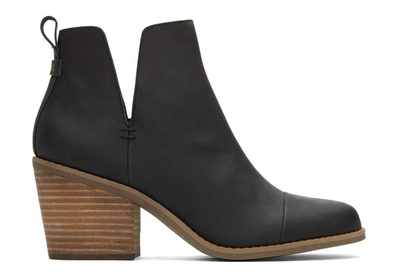 TOMS Everly Cutout-Lederstiefel für Damen – Schwarz