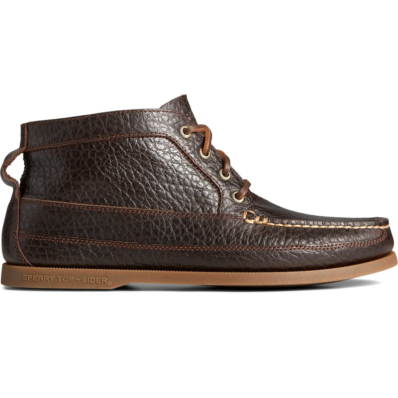 Sperry Authentische Herren-Boot-Chukka-Stiefel aus getrommeltem Leder – Dunkelbraun