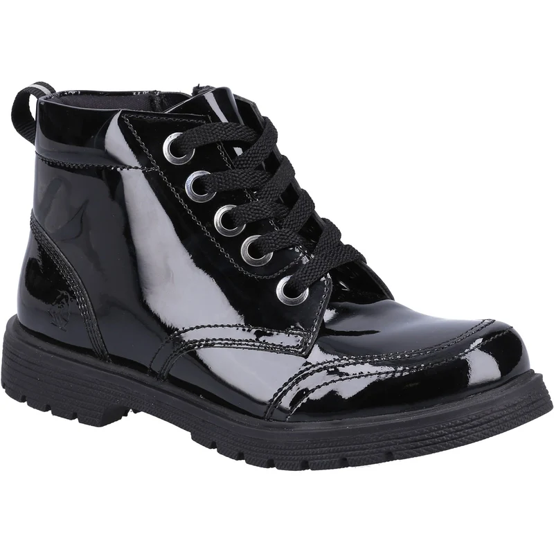 Hush Puppies Jolie-Lacklederstiefel für Mädchen – Schwarz