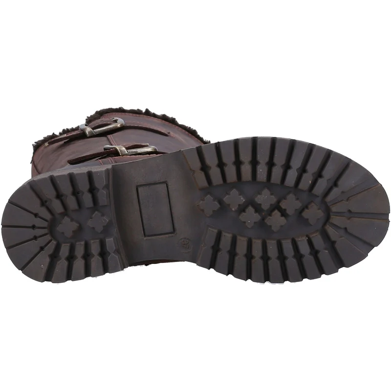 Hush Puppies Damen-Stiefel „Winnie“ aus mit Lammfell gefüttertem Leder – Braun