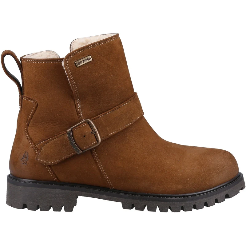 Hush Puppies Damen Wakely Lederstiefel mit Shearling-Futter – Hellbraun