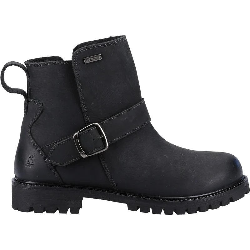 Hush Puppies Wakely Damen-Stiefeletten aus Leder mit Shearling-Futter – Schwarz
