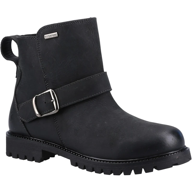 Hush Puppies Wakely Damen-Stiefeletten aus Leder mit Shearling-Futter – Schwarz