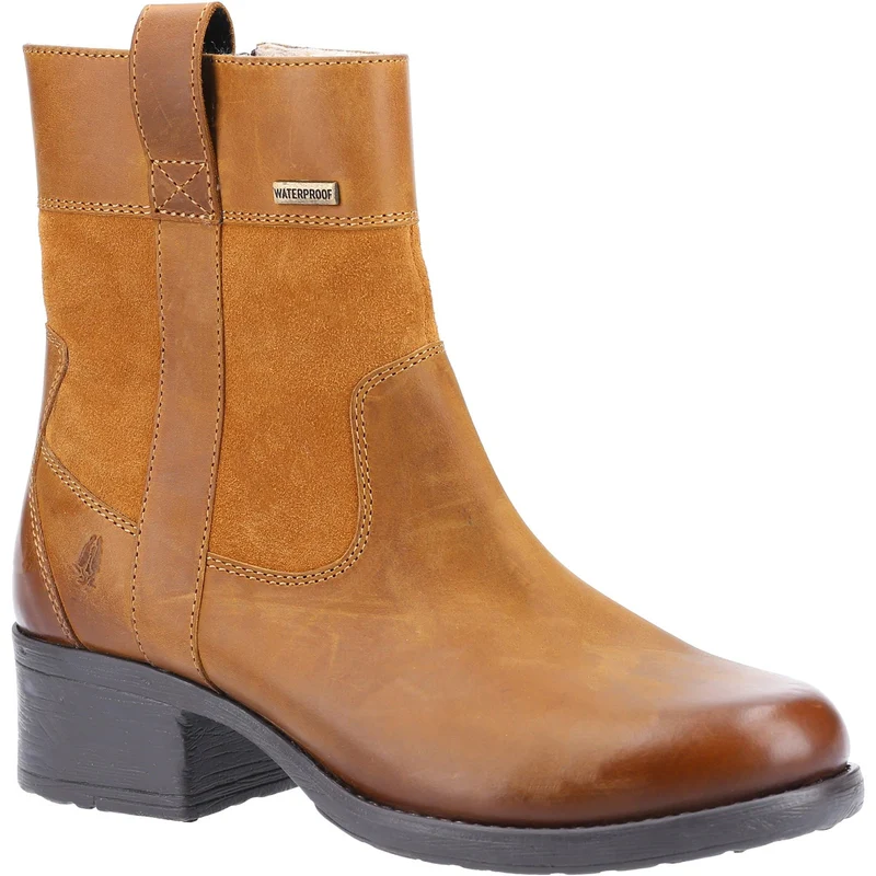 Hush Puppies Damen-Stiefel „Saskia“ aus mit Lammfell gefüttertem Leder – Hellbraun
