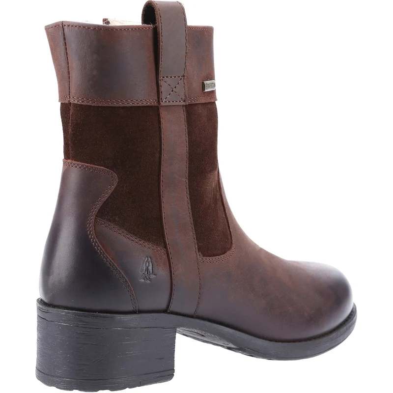 Hush Puppies Damen-Stiefel „Saskia“ aus mit Lammfell gefüttertem Leder – Braun