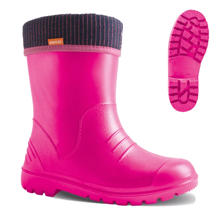 DEMAR leichte EVA Kinder Gummistiefel gefüttert DINO