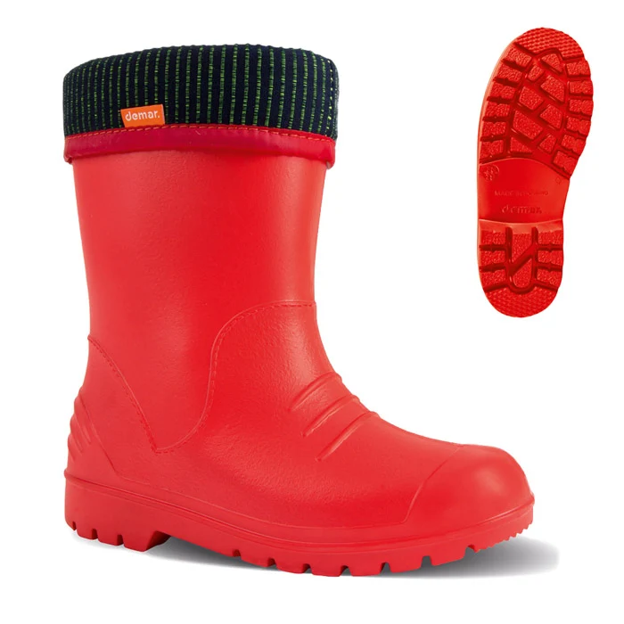 DEMAR leichte EVA Kinder Gummistiefel gefüttert DINO