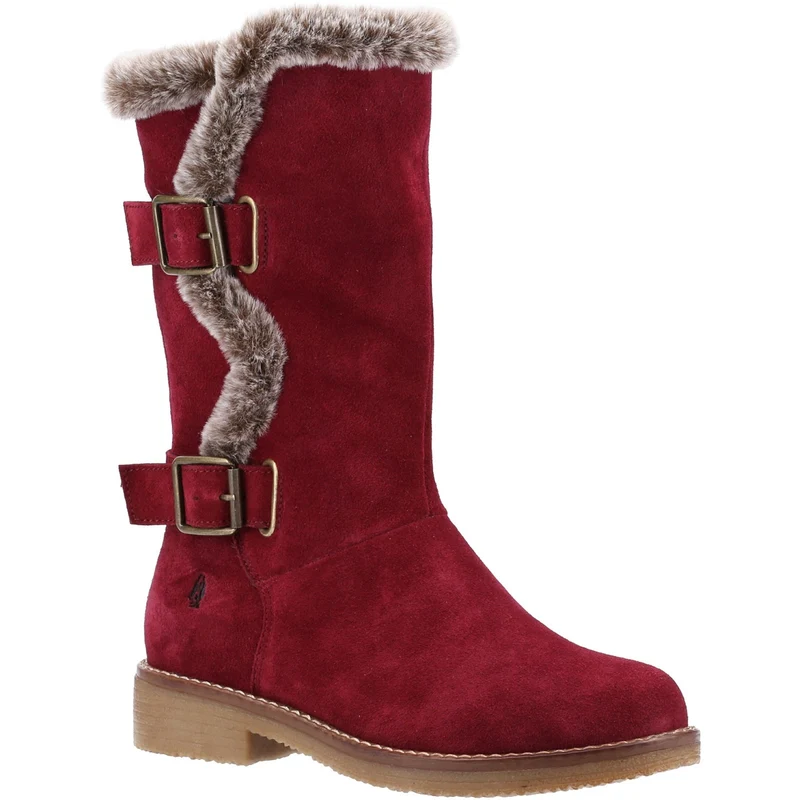 Hush Puppies Megan Wildleder-Mittelstiefel für Damen – Dunkelrot
