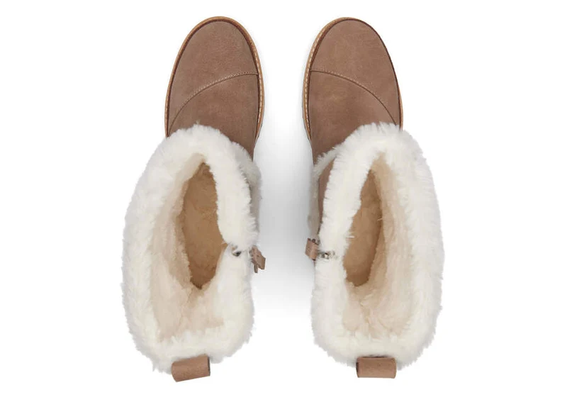 TOMS Damen Makenna Lederstiefel - Taupegrau