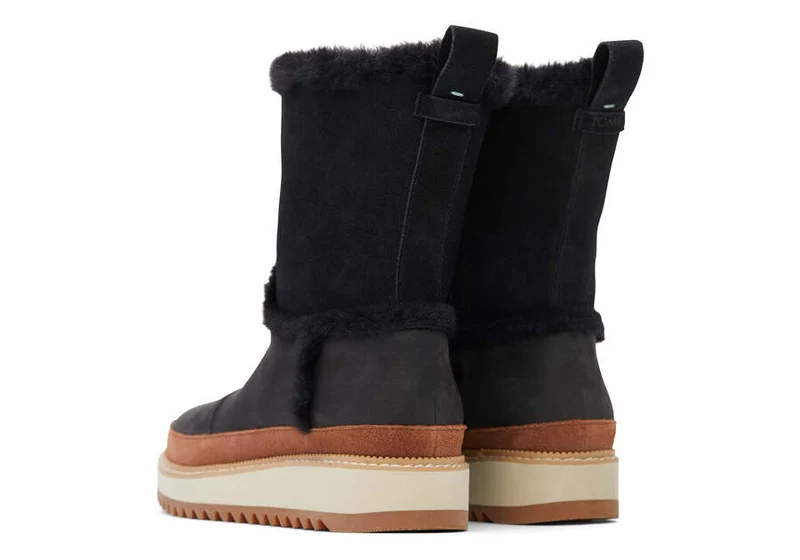 TOMS Damen Makenna Lederstiefel - Schwarz