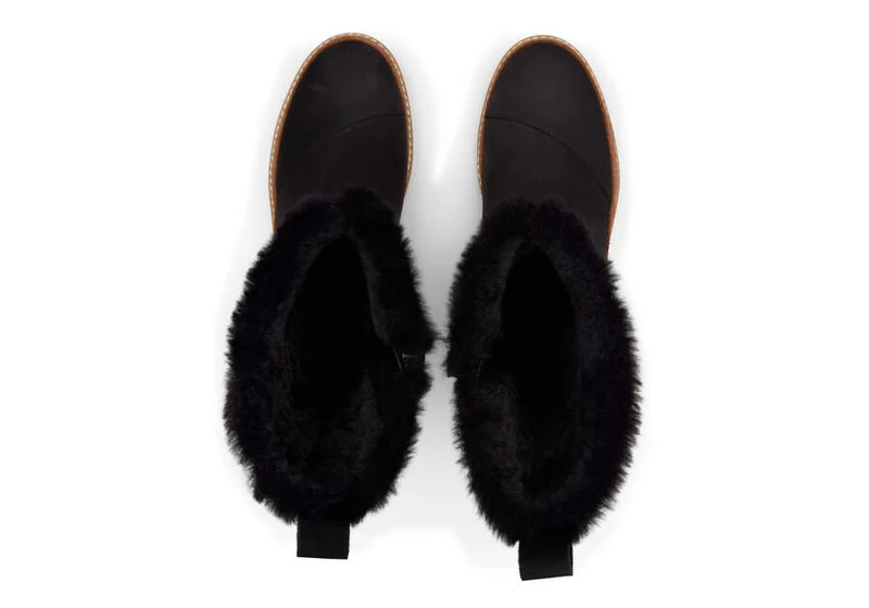 TOMS Damen Makenna Lederstiefel - Schwarz