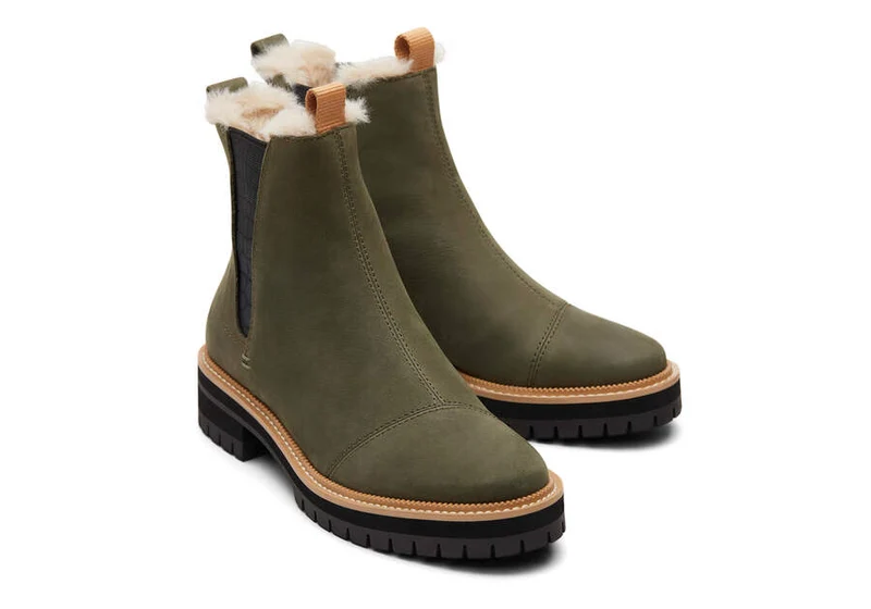 TOMS Damen-Stiefelette Dakota aus Leder – Olivgrün