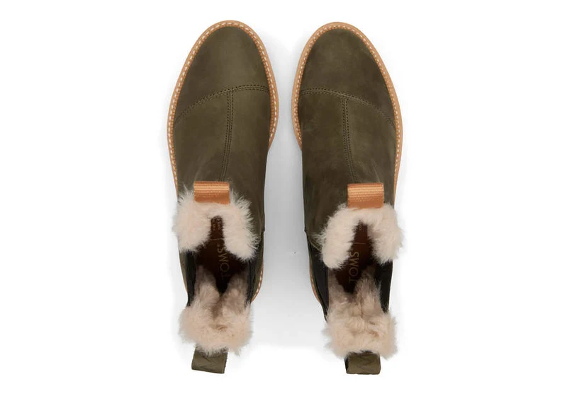 TOMS Damen-Stiefelette Dakota aus Leder – Olivgrün