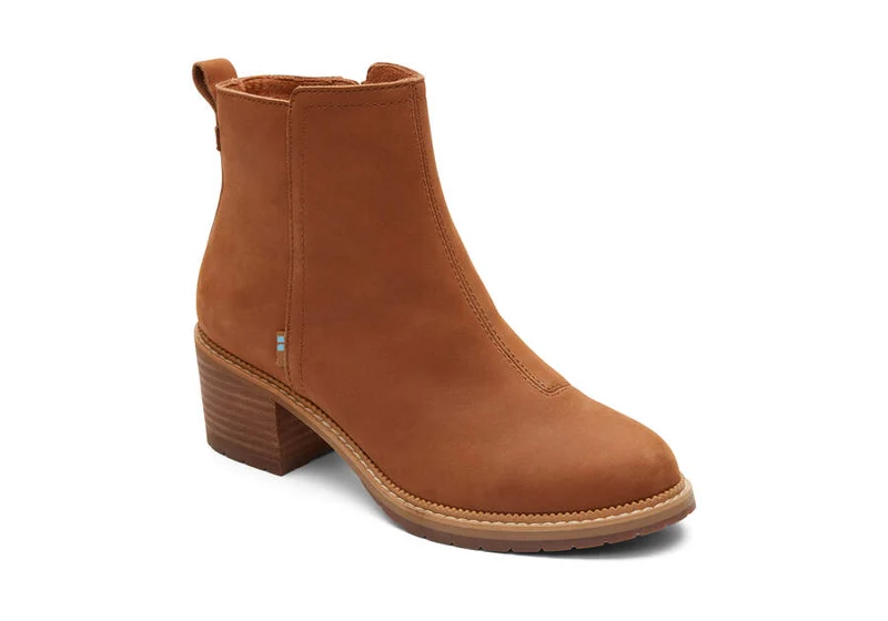 TOMS Damen-Stiefelette „Marina“ aus Leder – Hellbraun