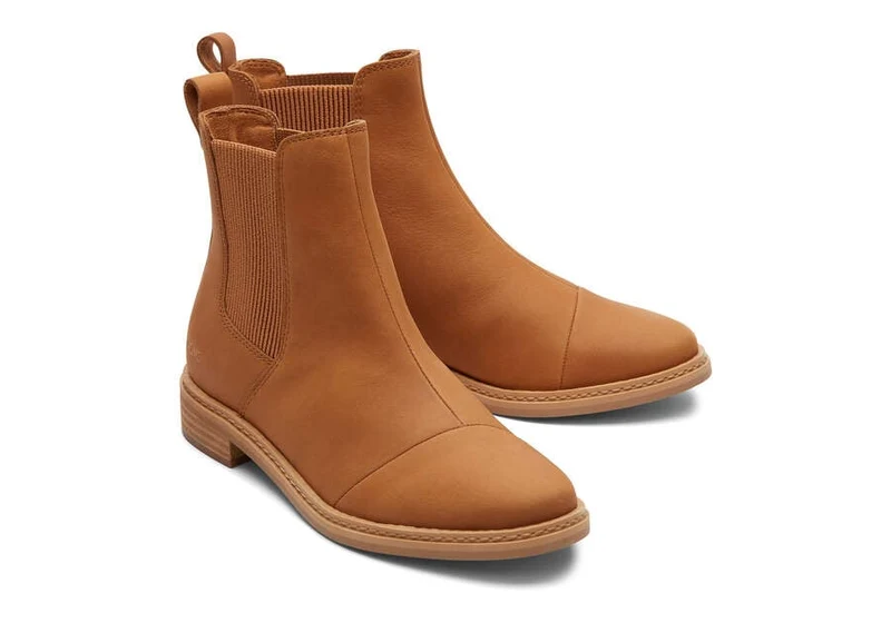 TOMS Damen-Stiefelette „Charlie“ aus Leder – Braun