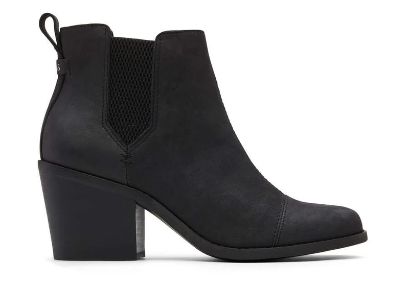 TOMS Damen Everly Lederstiefelette - Schwarz