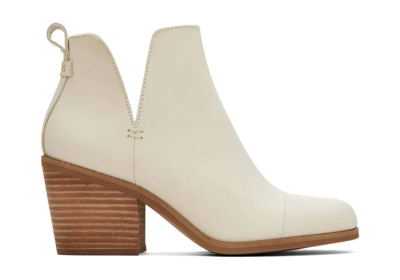 TOMS Damen-Stiefelette Everly aus Leder mit Ausschnitten – Beige