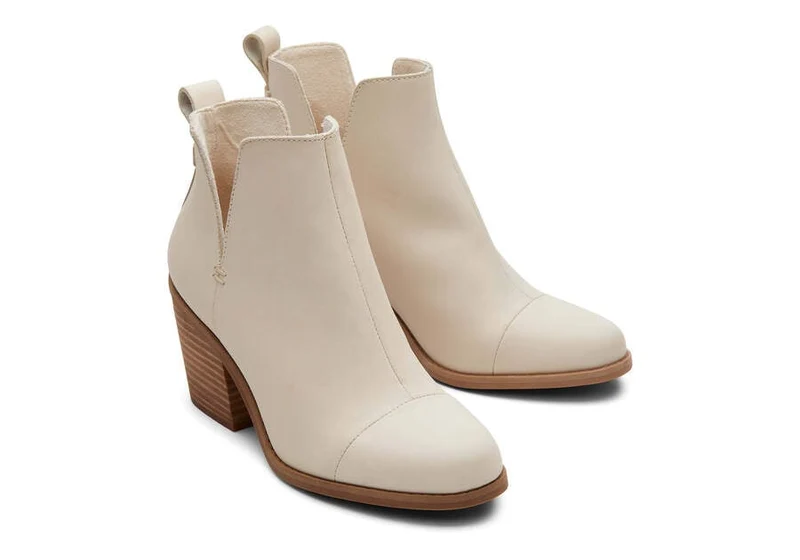 TOMS Damen-Stiefelette Everly aus Leder mit Ausschnitten – Beige