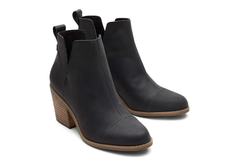TOMS Damen-Stiefelette Everly aus Leder mit Ausschnitten - Schwarz