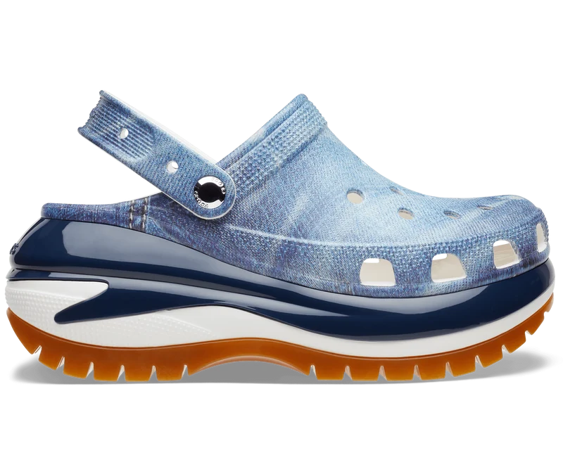 Crocs Unisex Classic Mega Crush Denim Clog – Weiß