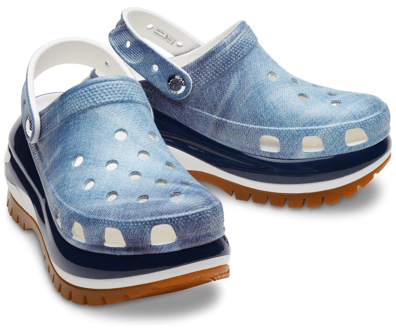 Crocs Unisex Classic Mega Crush Denim Clog – Weiß