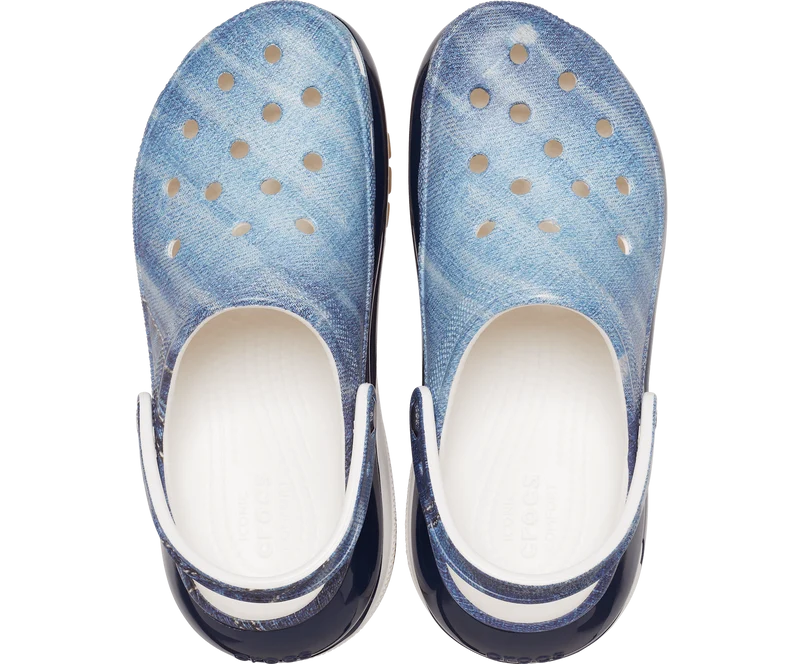 Crocs Unisex Classic Mega Crush Denim Clog – Weiß