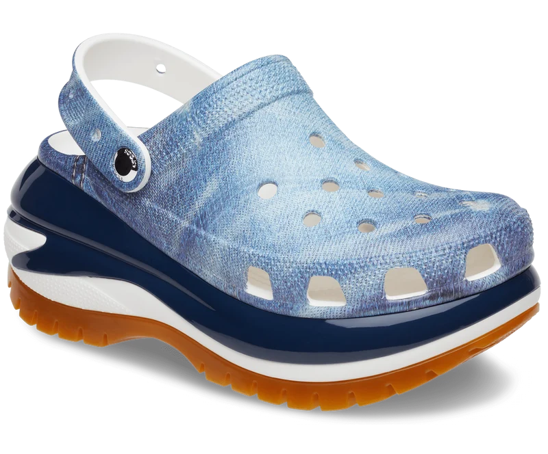Crocs Unisex Classic Mega Crush Denim Clog – Weiß