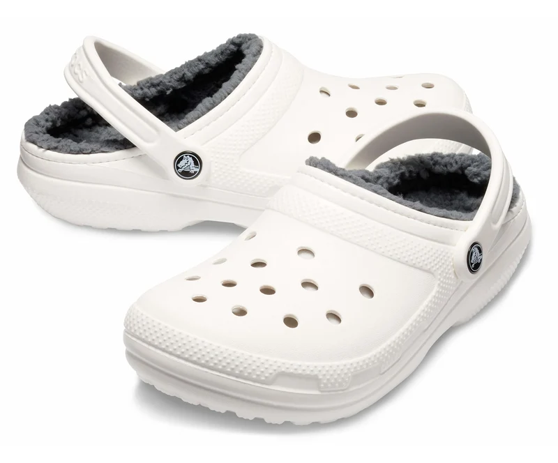 Crocs Unisex-Klassiker Lined Clog - Weiß / Grau