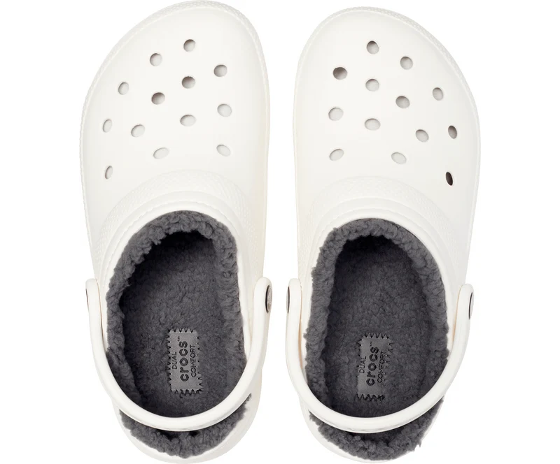 Crocs Unisex-Klassiker Lined Clog - Weiß / Grau