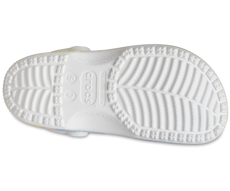 Crocs Unisex Classic Tie Dye Graphic Clog – Weiß / Mehrfarbig