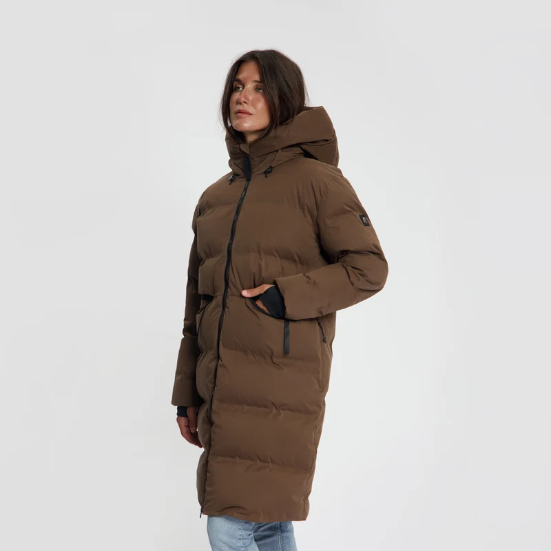 Odda Damen – Daunen-Winterjacke – Wasserdicht – Dunkelbraun