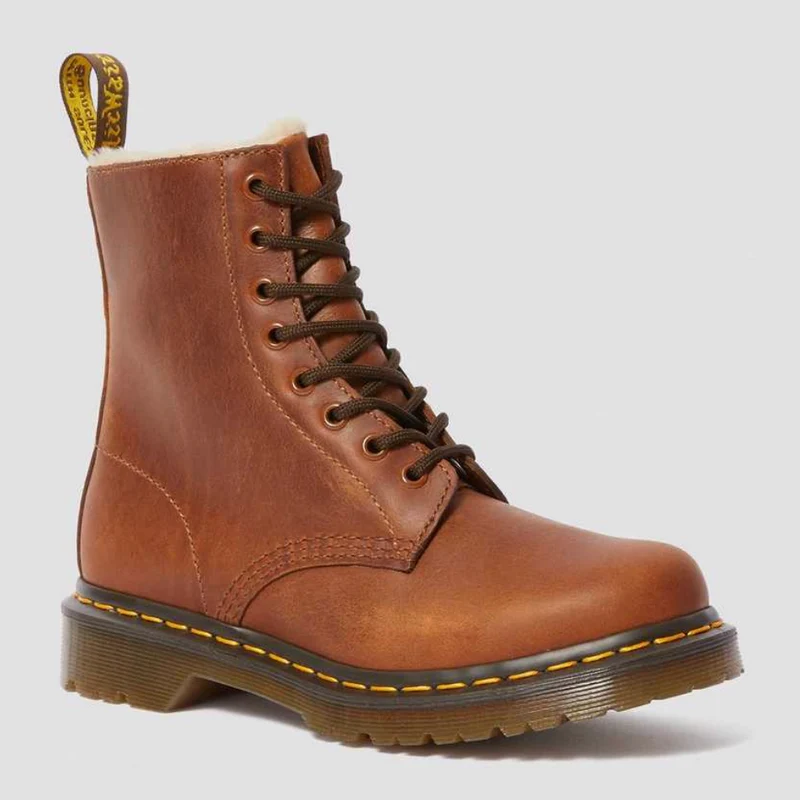 Dr Martens Damen 1460 Serena Kunstfell gefütterter Stiefel – Butterscotch