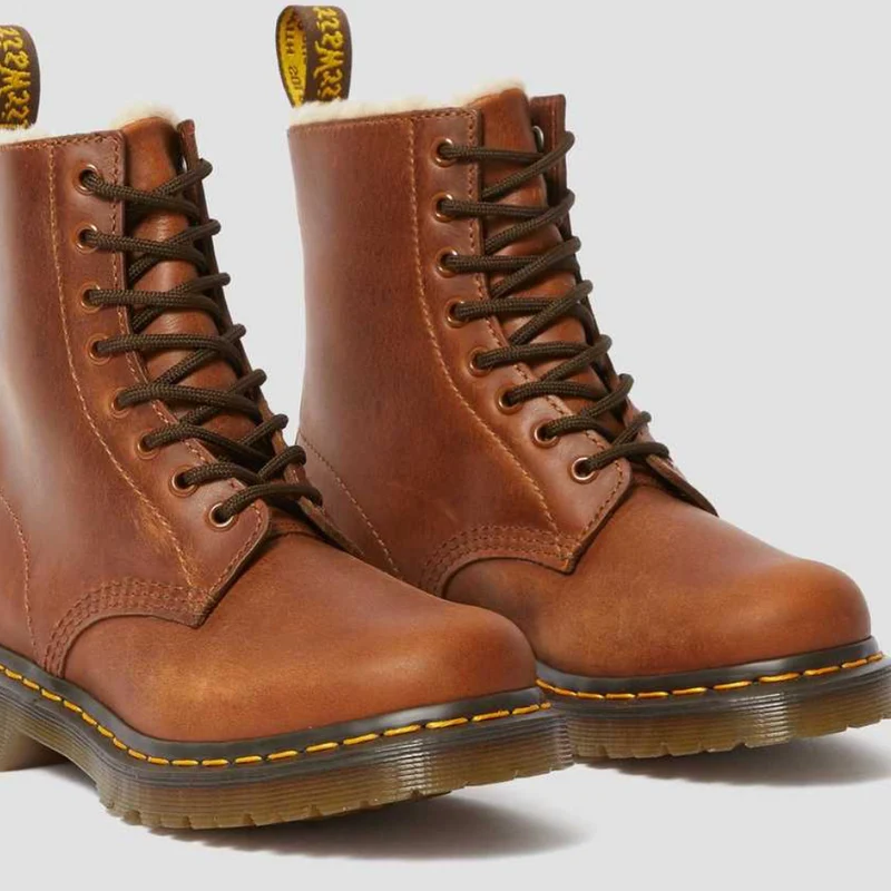 Dr Martens Damen 1460 Serena Kunstfell gefütterter Stiefel – Butterscotch