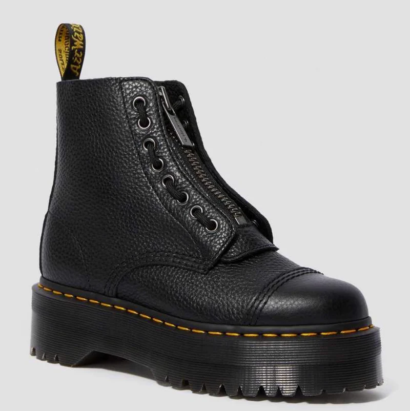 Dr Marten – Sinclair Leder-Plateaustiefel – Schwarz