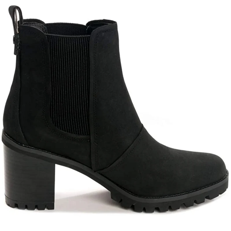 UGG Hazel-Lederstiefel für Damen mit Absatz – Schwarz