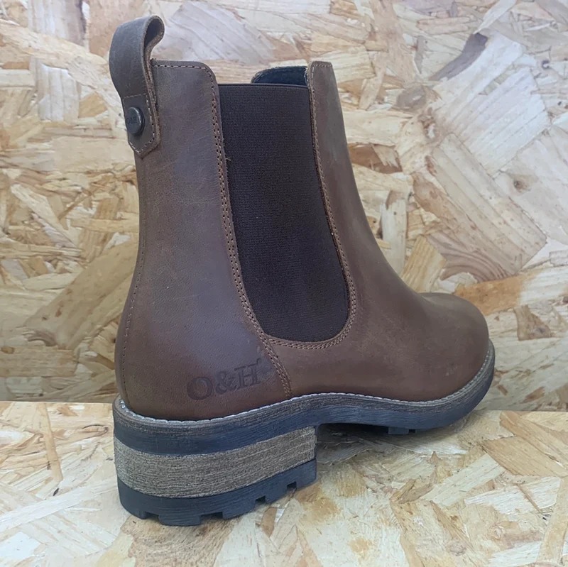 Oak & Hyde Frauenbrücke Chelsea Leder-Ankle-Boot – Dunkelbraun
